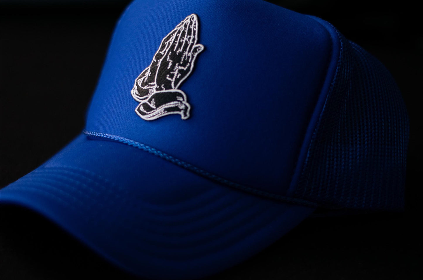 Praying Hands Blue Trucker Hat
