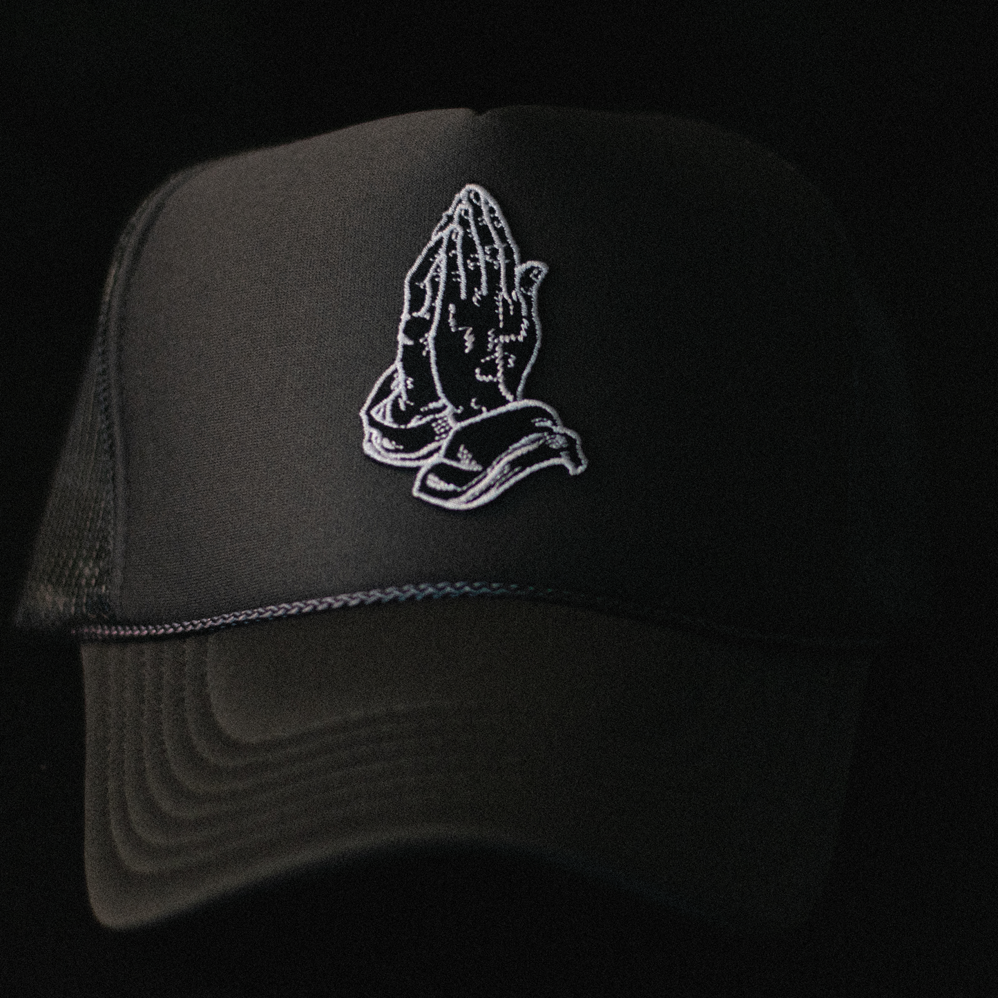 Praying Hands Black Trucker Hat