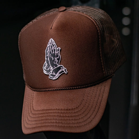 Praying Hands Brown Trucker Hat