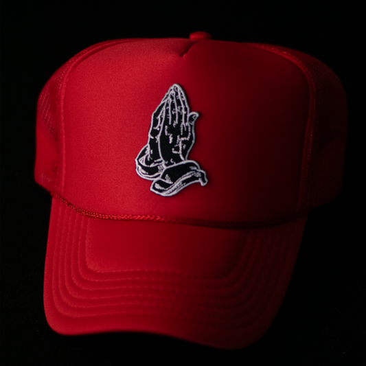 Praying Hands Red Trucker Hat